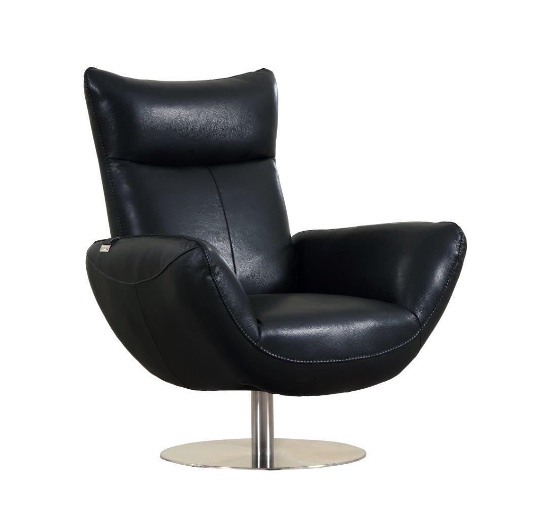 Contemporary Lounge Chair C74-BLACK-CH C74-BLACK-CH in Black Italian Leather