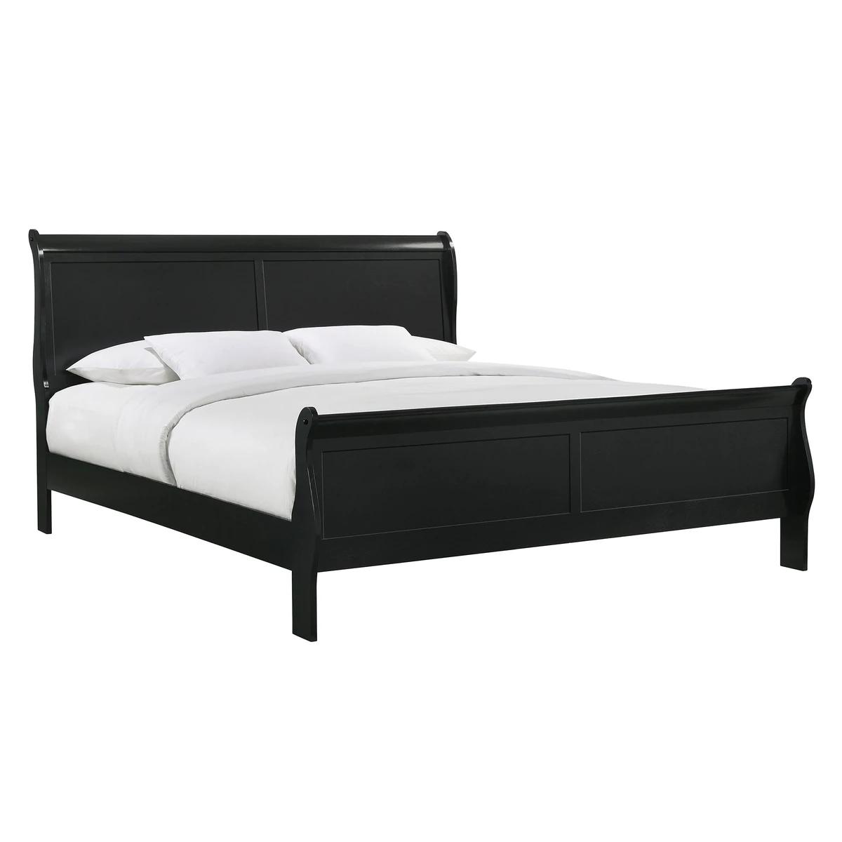 Contemporary, Simple Panel Bed Louis Philip B3950-K-Bed in Black 