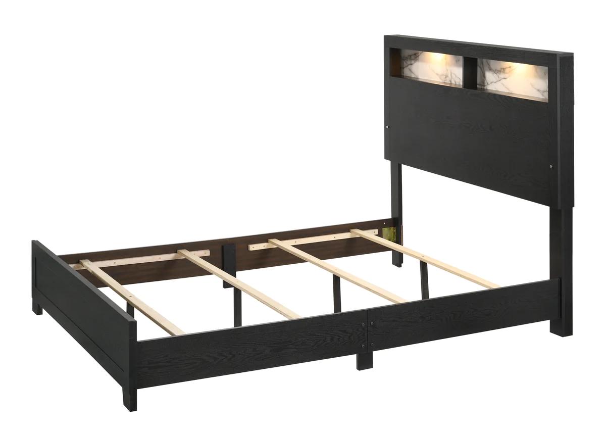 

    
Black & White Marble King Size Panel Bed w/ LED by Crown Mark Cadence B4510-K-Bed
