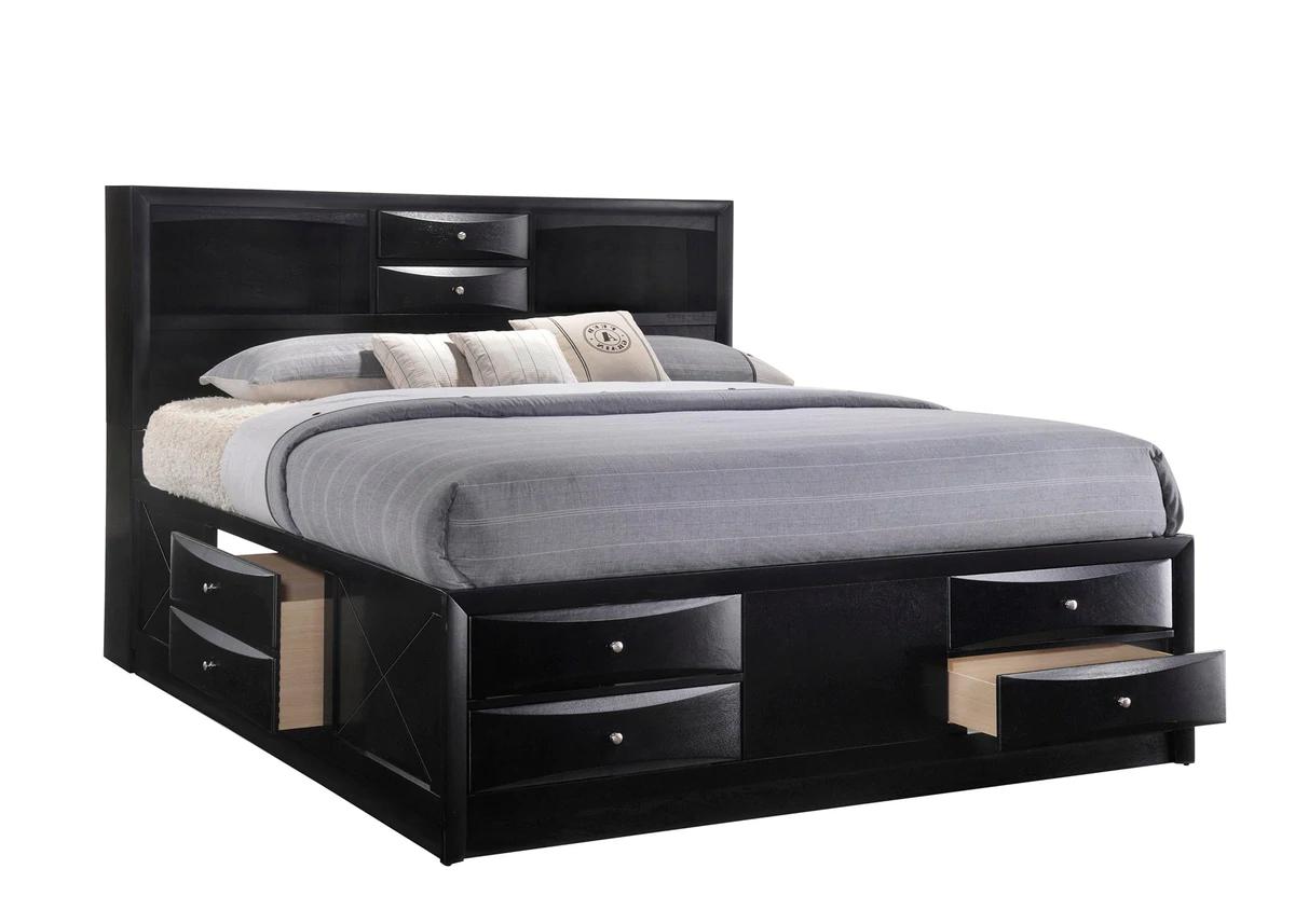 

    
Black King Size Storage Platform Bed by Crown Mark Emily B4285-K-Bed
