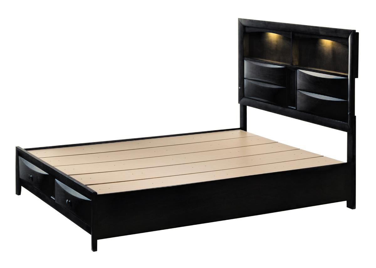 

    
Black King Size Storage Platform Bed by Crown Mark Fallon B4288-K-Bed
