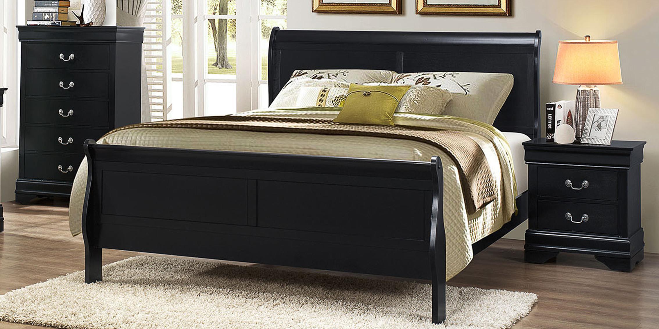 Contemporary, Modern Panel Bed LOUIS PHILLIPE GHF-808857561558 in Black 