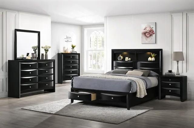 Contemporary, Transitional Storage Bedroom Set Fallon B4288-K-Bed-5pcs in Black 
