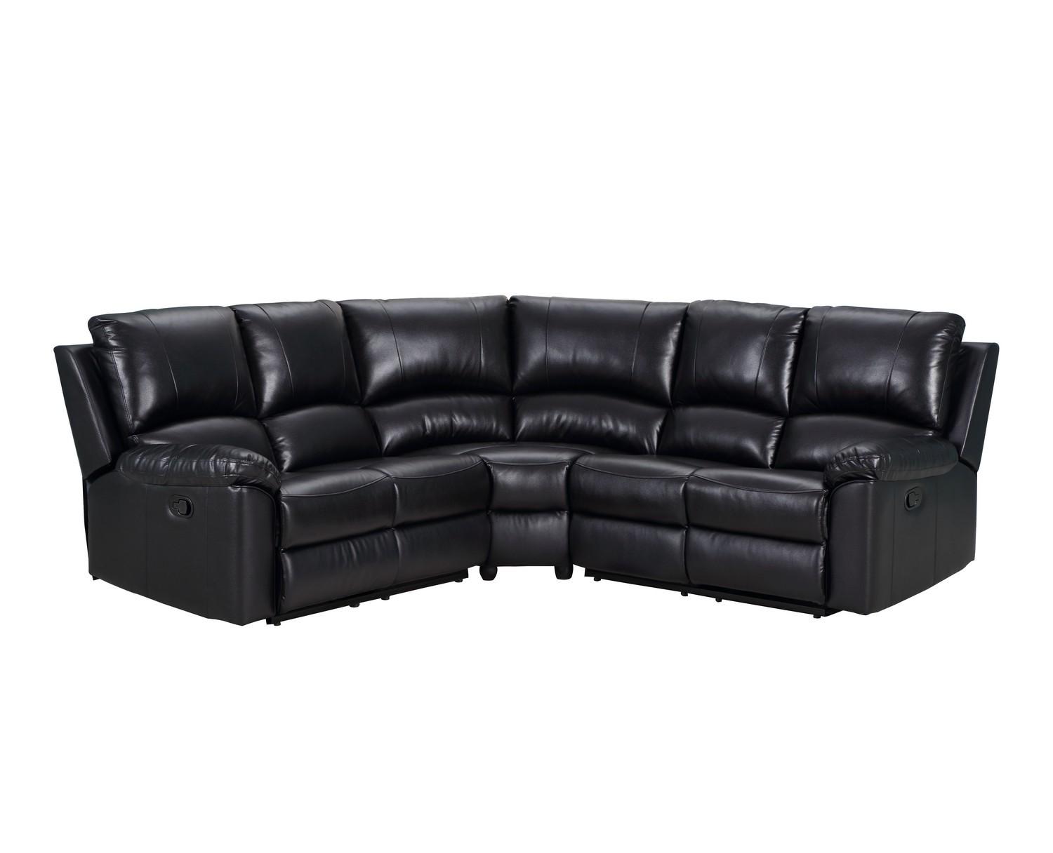 Contemporary Reclining Sectional 9241 9241-BLACK-SECT in Black Leather Air Material