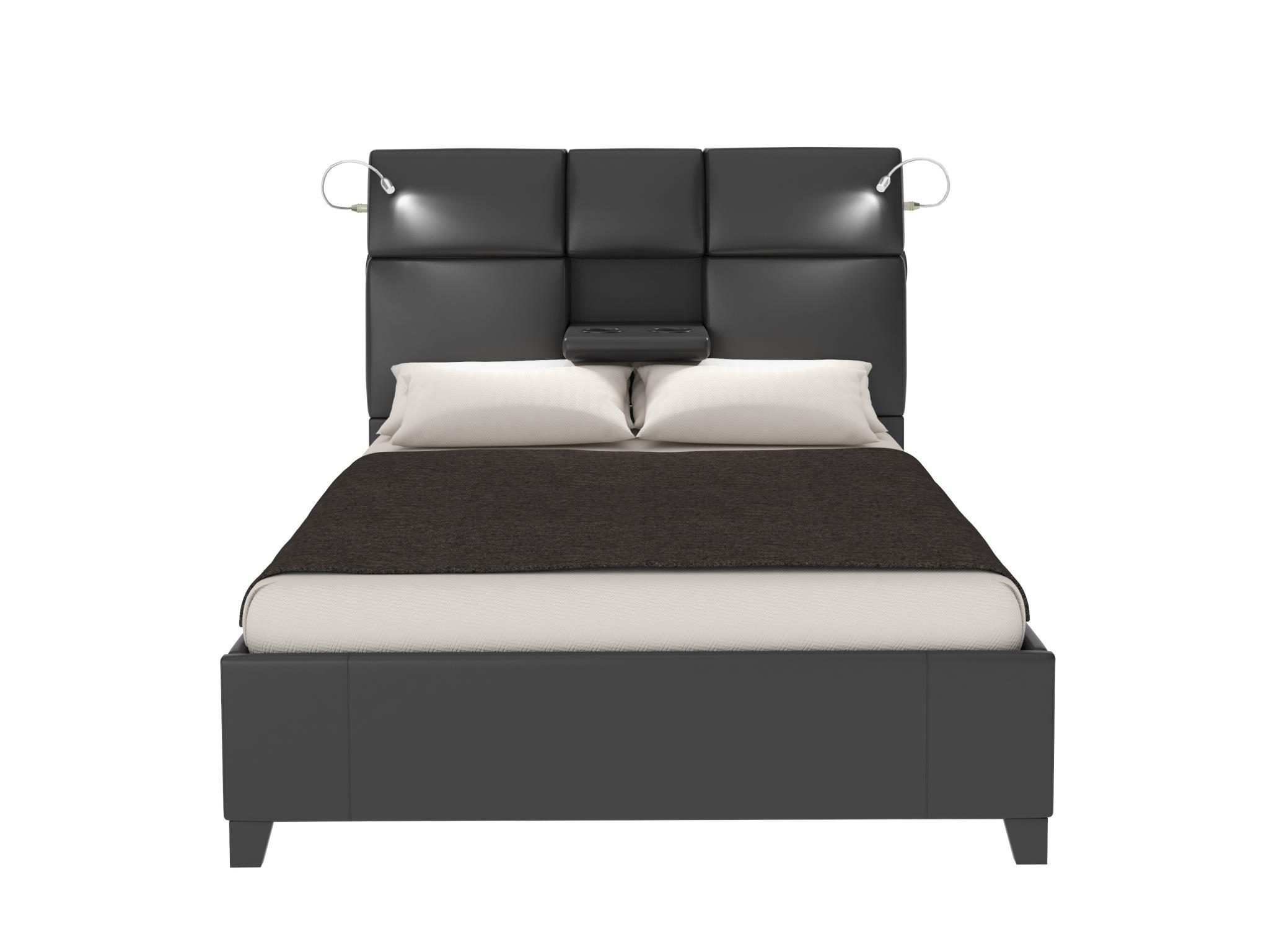 Modern, Transitional Bed Calypso 1959-110 in Black Leather