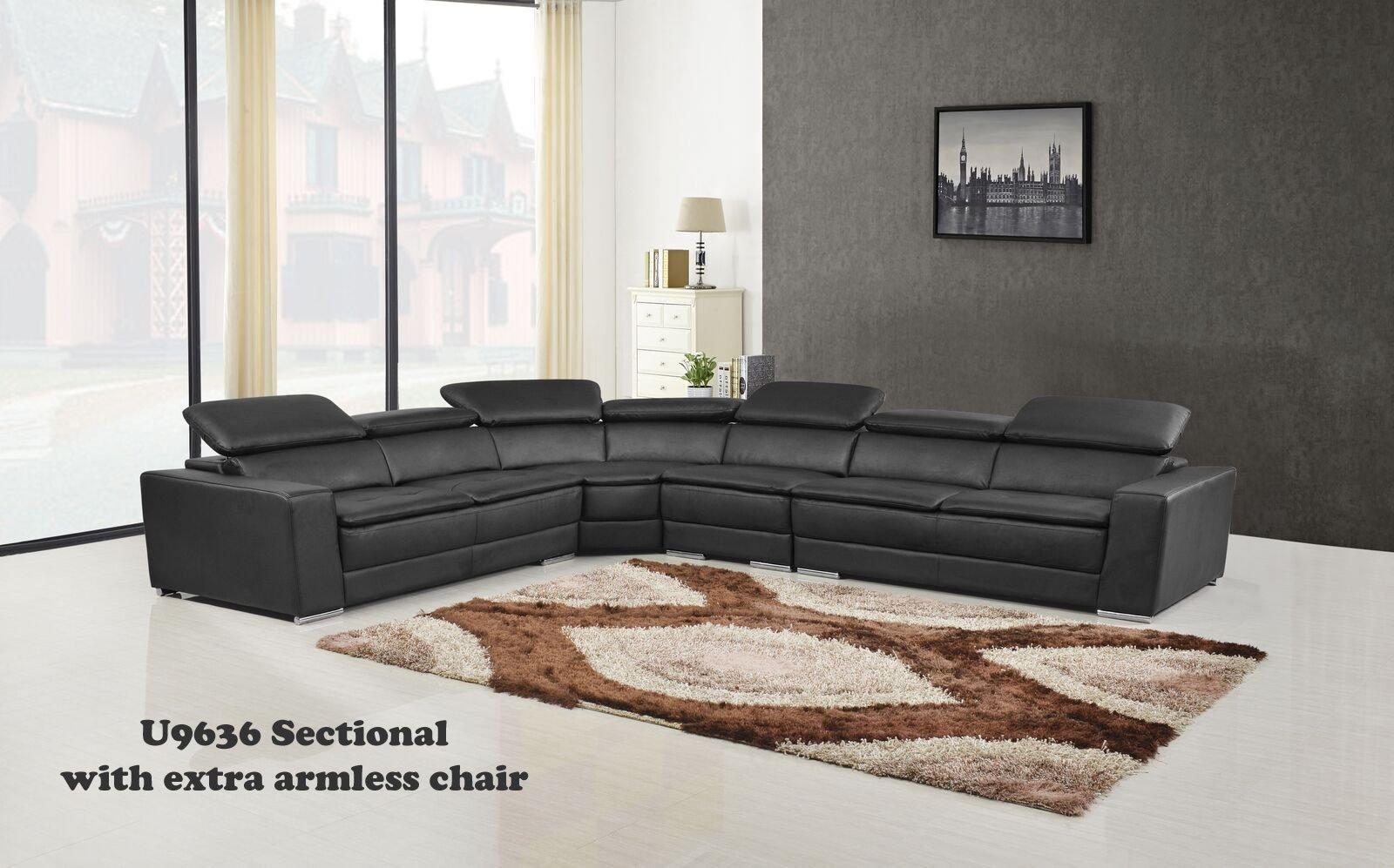 

    
BLACK Leather Gel Sectional Sofa Global United U9636-1 SEC Contemporary Modern
