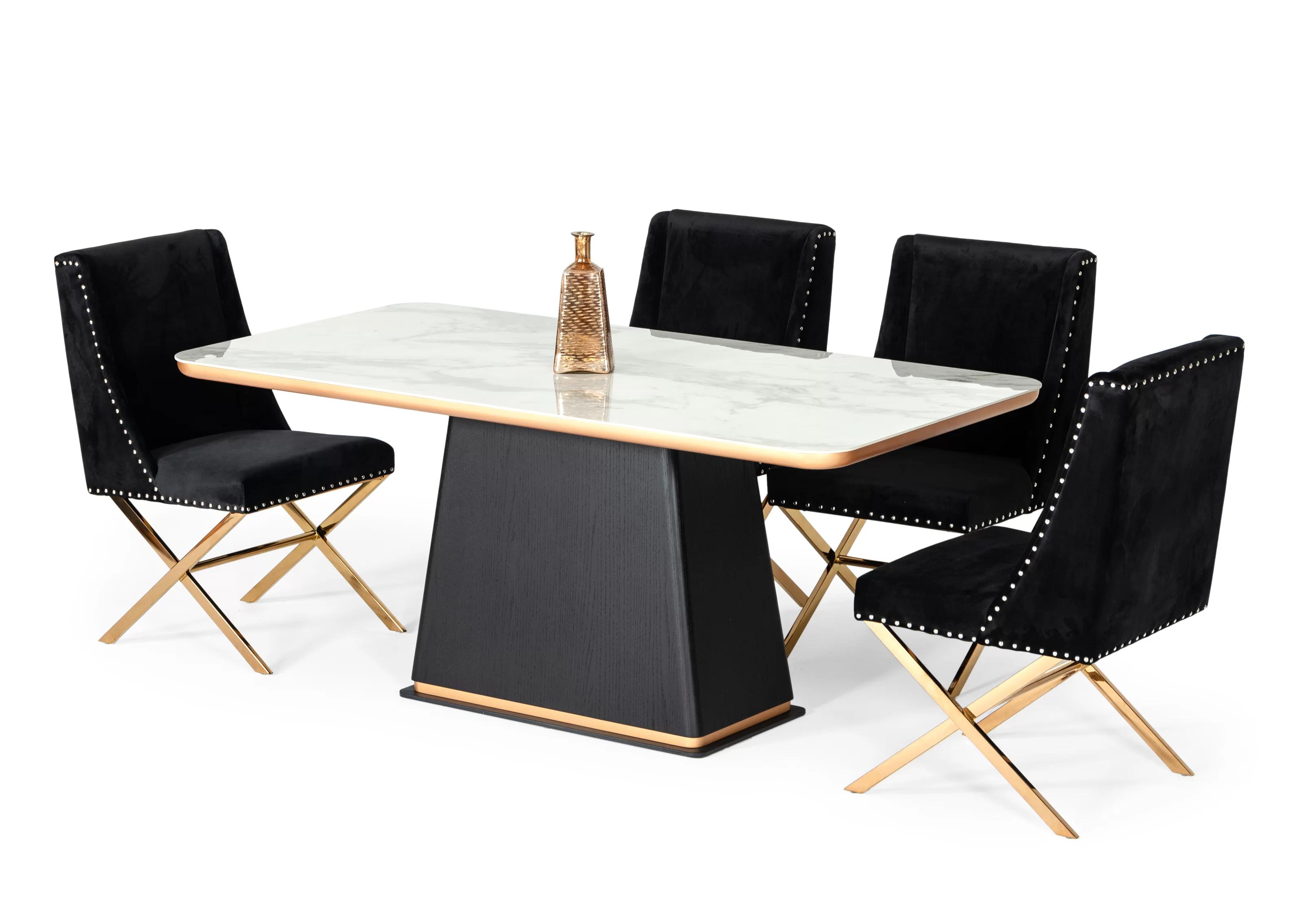 

    
VIG Furniture Peak XL Dining Table Black Oak/White/Gold VGHB-350T8
