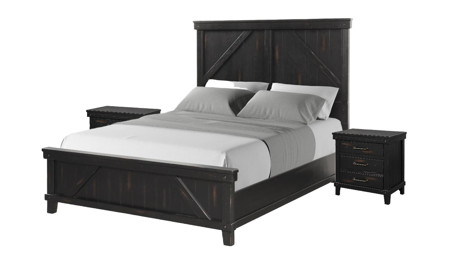 Classic, Transitional Panel Bedroom Set SPRUCE CREEK 1708-105-Set-3 1708-105-2N-3PC in Black 