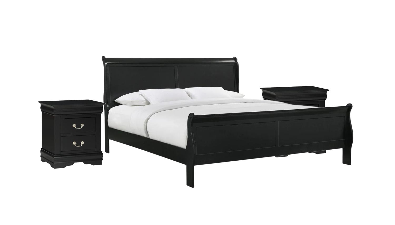 Contemporary, Simple Panel Bedroom Set Louis Philip B3950-K-Bed-3pcs in Black 