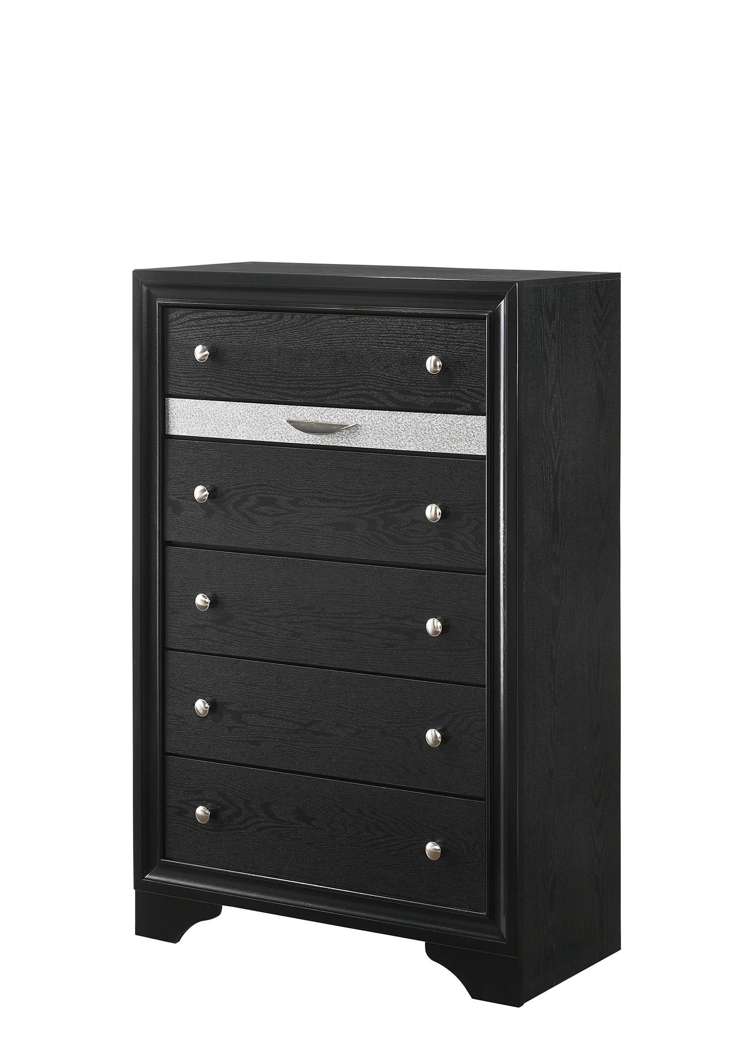 

                    
Buy Black Panel Bedroom Set by Crown Mark Regata B4670-K-Bed-6pcs
