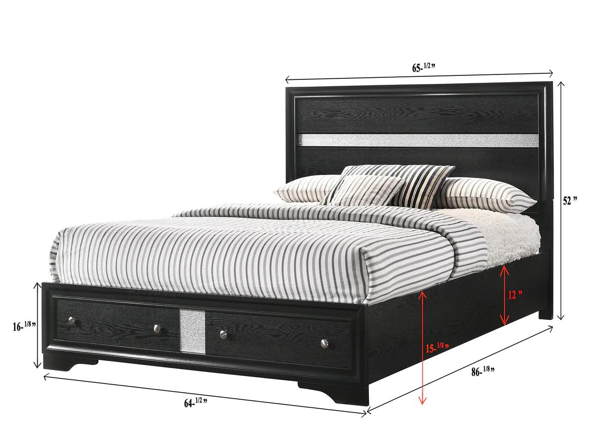 

    
Crown Mark Regata Panel Bedroom Set Black B4670-Q-Bed-3pcs

