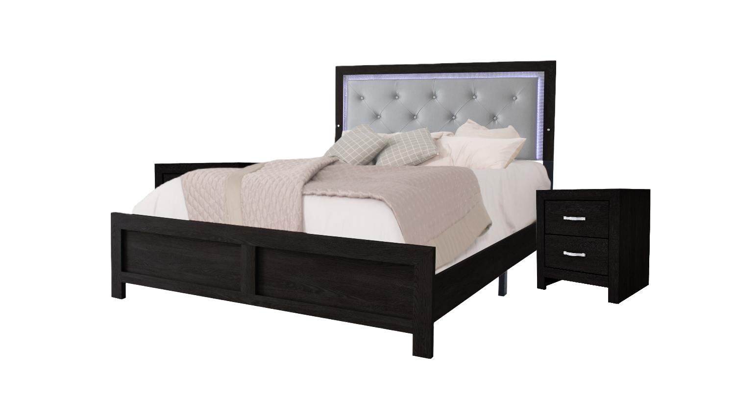 Modern, Casual Panel Bedroom Set Jaylen B9280-Q-Bed-3pcs in Black PU