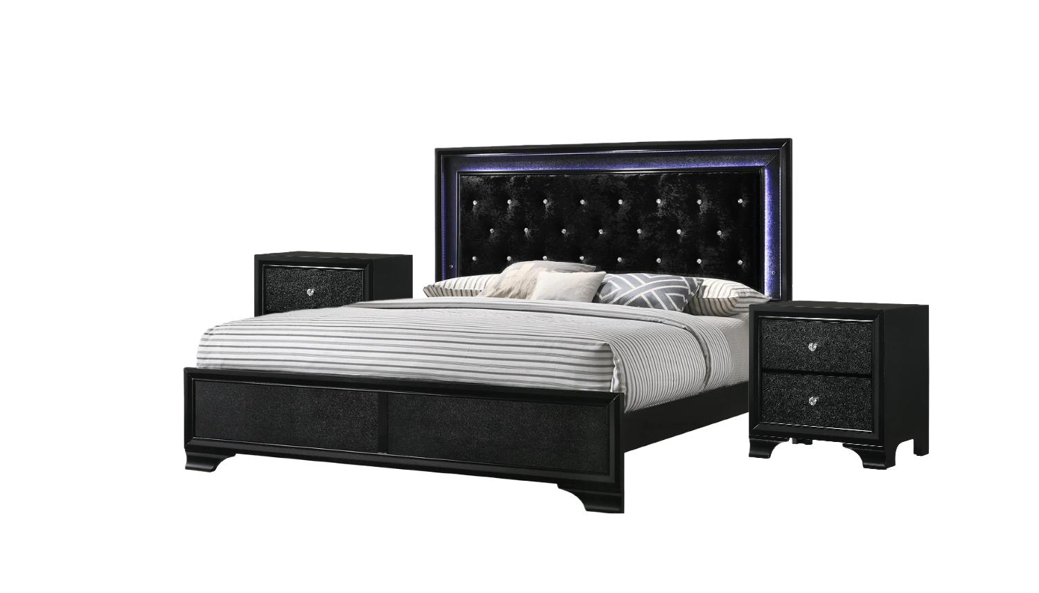 

    
Black Panel Bedroom Set w/ LED Lights by Crown Mark Micah B4350-K-Bed-3pcs
