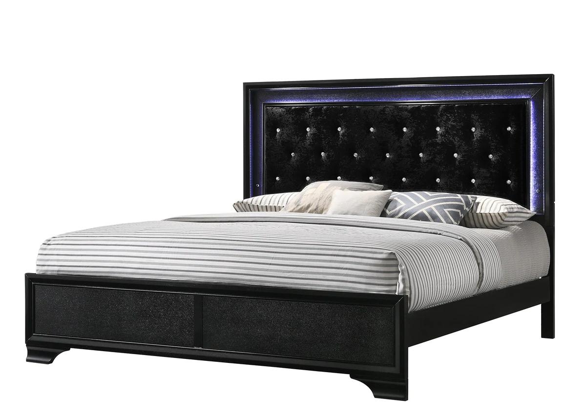 

    
Black Panel Bedroom Set w/ LED Lights by Crown Mark Micah B4350-K-Bed-6pcs
