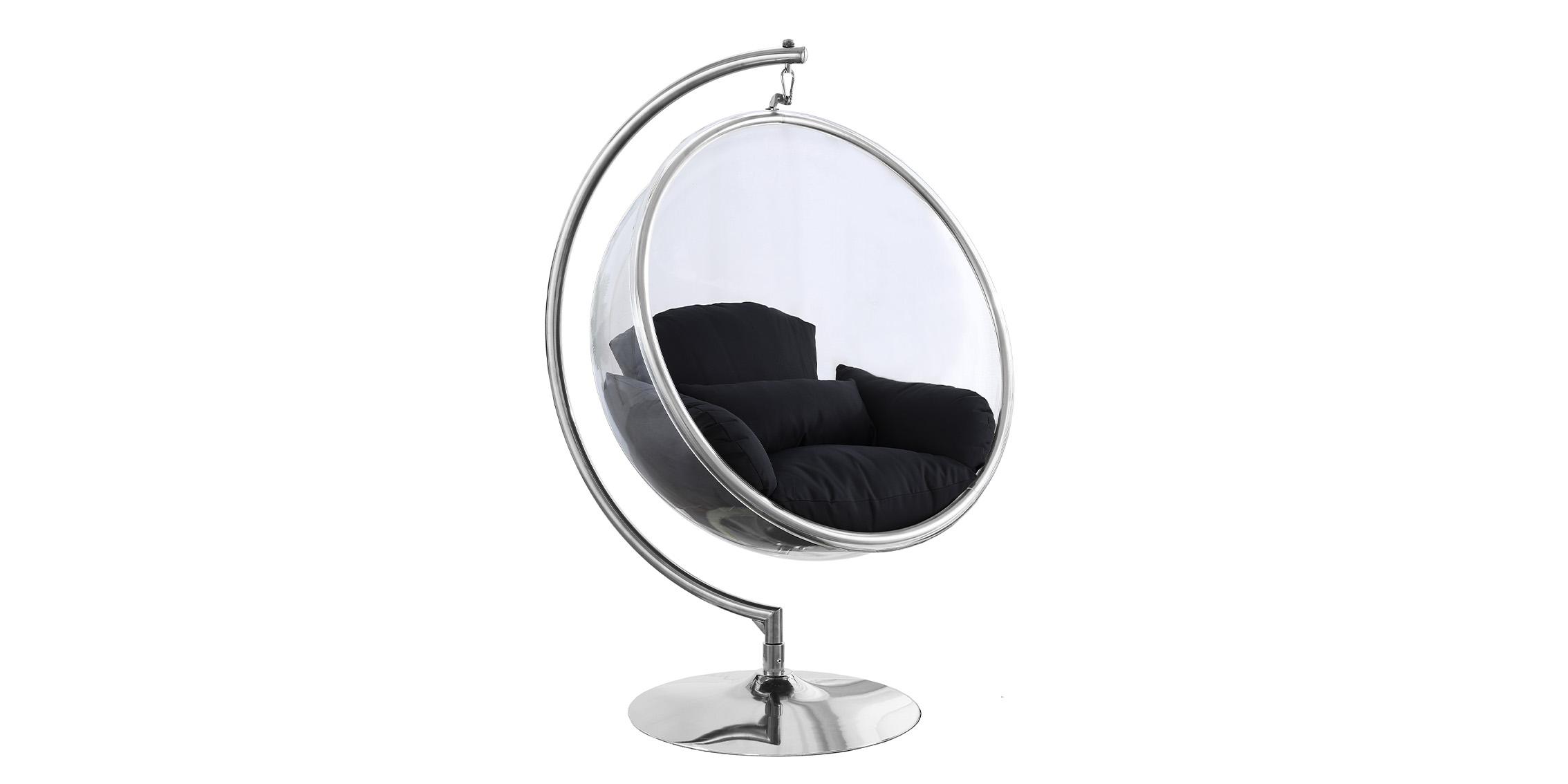 

    
Black Pillow Chrome & Acrylic Swing Bubble Chair LUNA 507Black Meridian Modern
