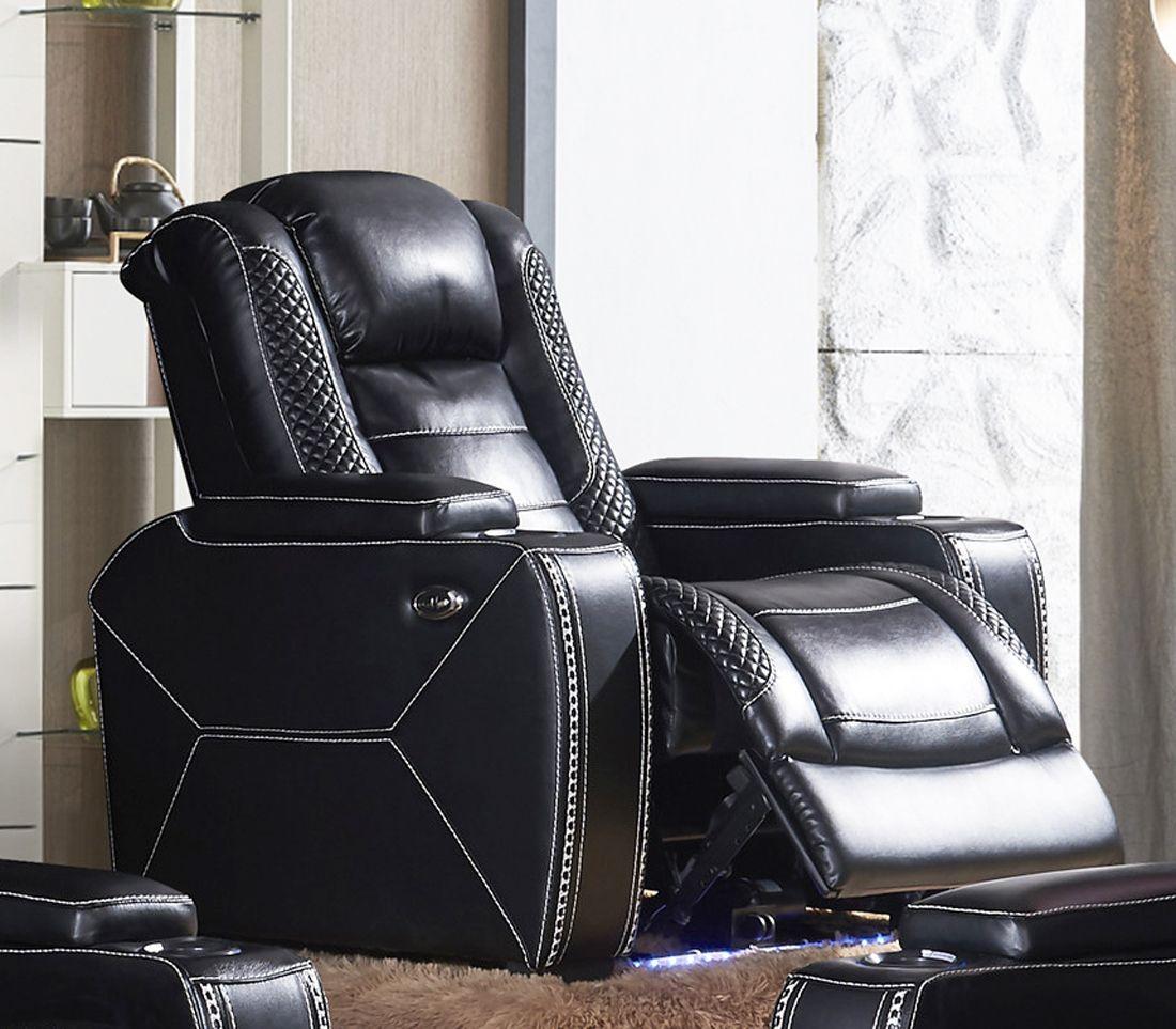 Contemporary Recliner Chair SF3816 SF3816-C in Black Leather Air Fabric