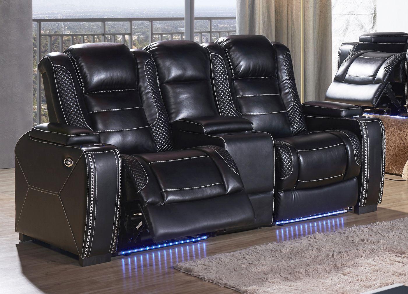 Contemporary Recliner Loveseat SF3816 SF3816-L in Black Leather Air Fabric