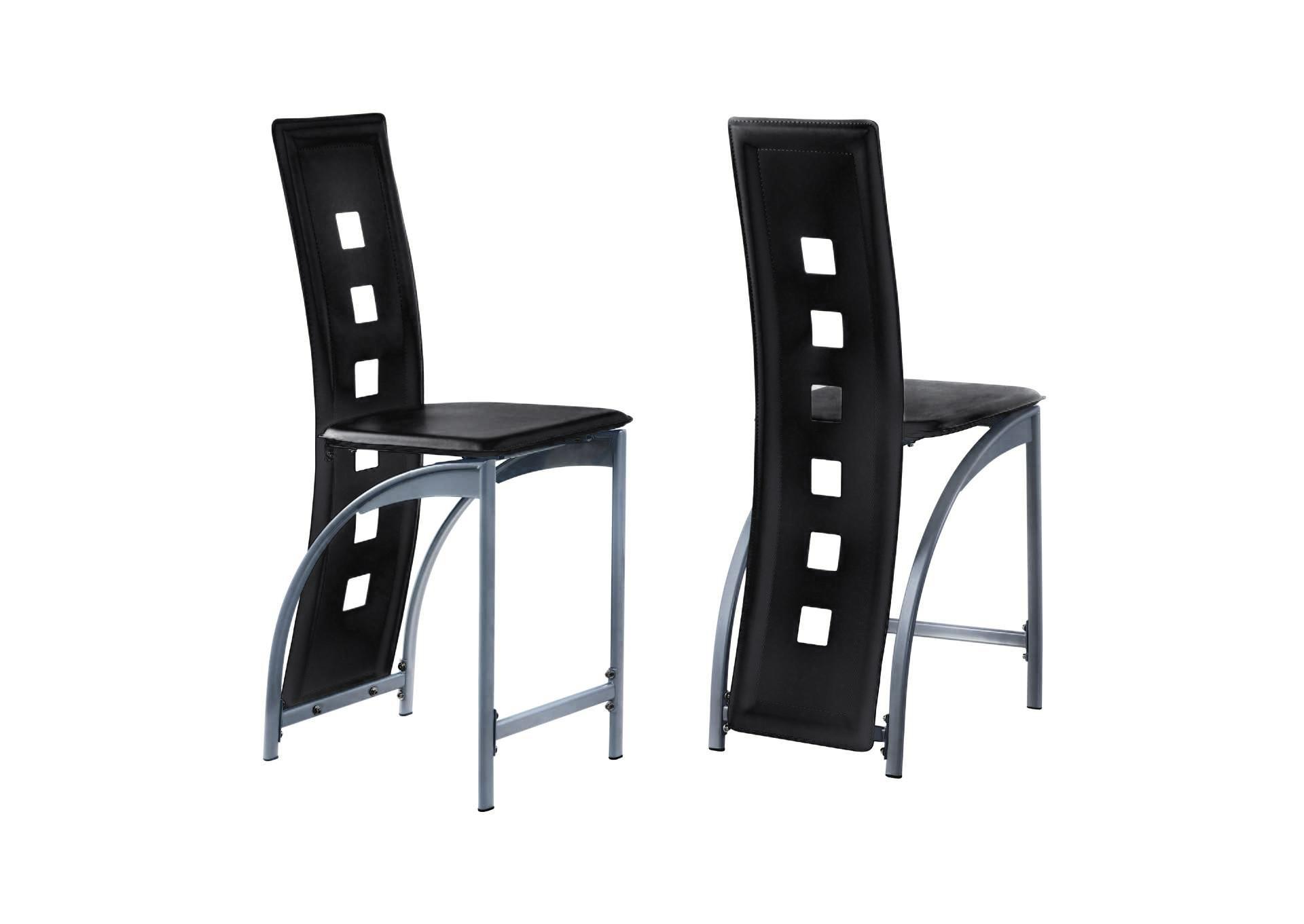 

    
Black PU & Silver Counter Chair Set by Crown Mark Echo 1770S-24-2pcs
