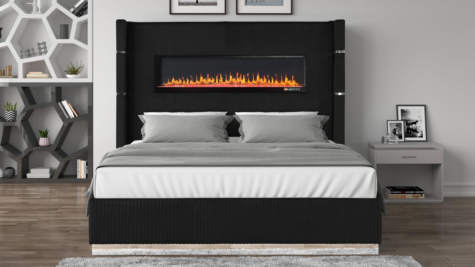 

    
Black Queen Bedroom Set 4Pcs LIZELLE Galaxy Home Contemporary Luxury
