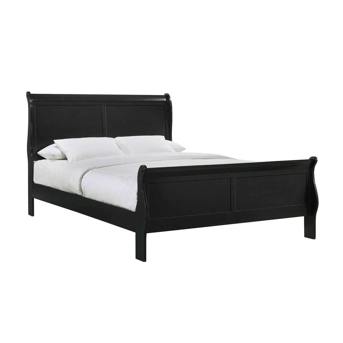 Contemporary, Simple Panel Bed Louis Philip B3950-Q-Bed in Black 