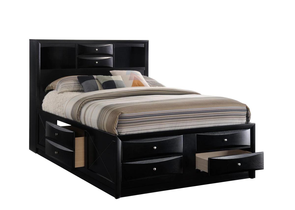Contemporary, Transitional Storage Bed Emily B4285-Q-Bed in Black 