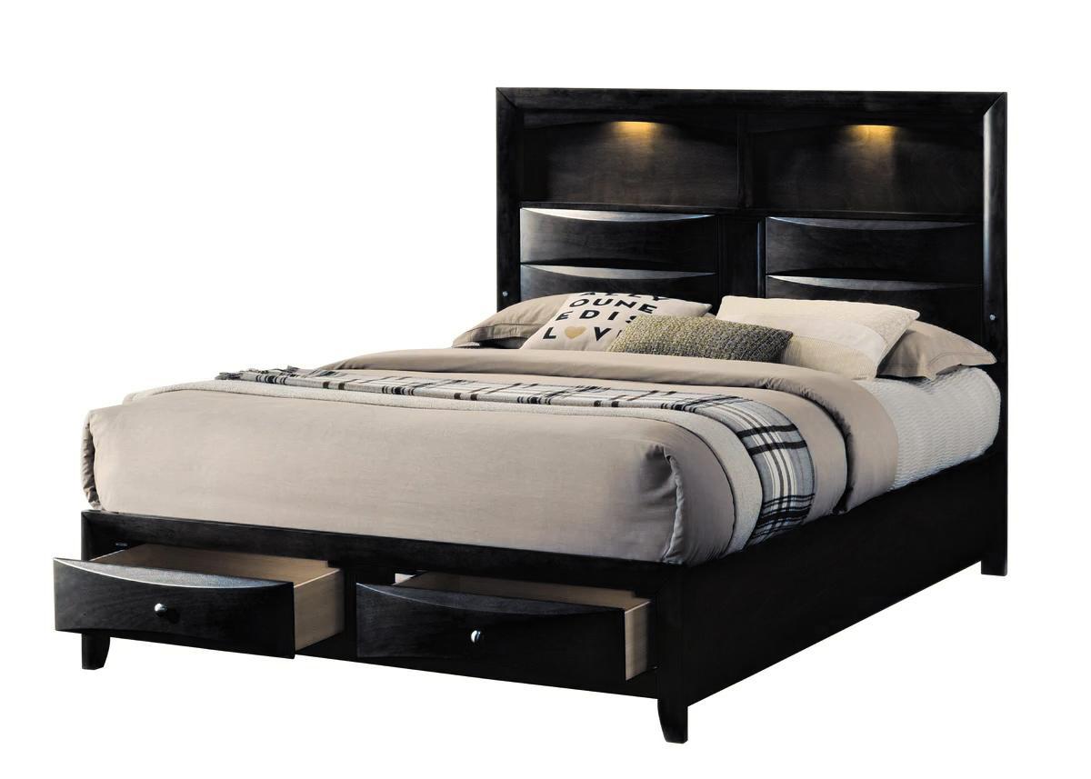 

    
Black Queen Size Storage Platform Bed by Crown Mark Fallon B4288-Q-Bed
