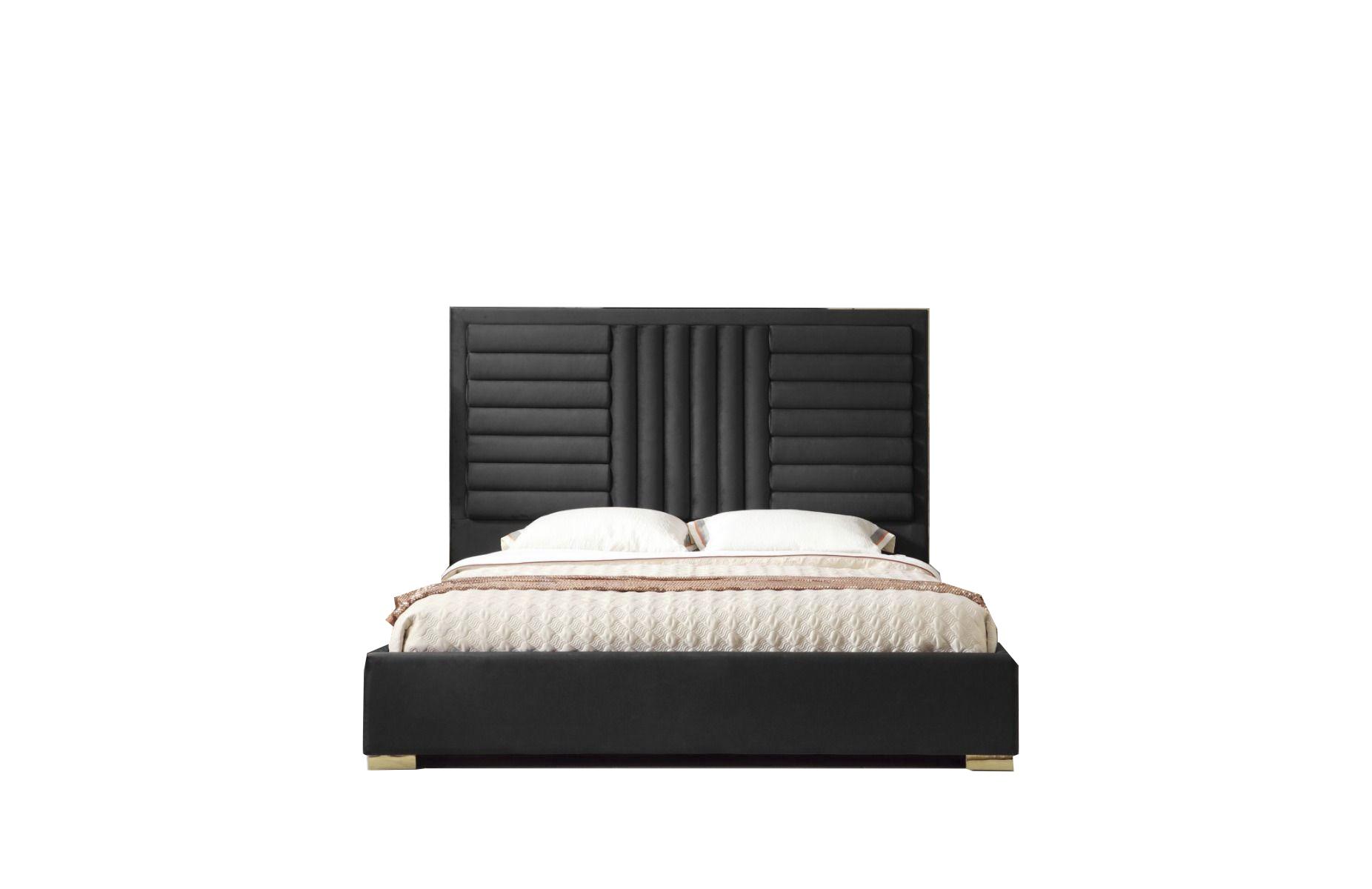 Contemporary, Modern Panel Bed Daystar VGVCBD1905-19-BLK-BED-EK in Black Velvet