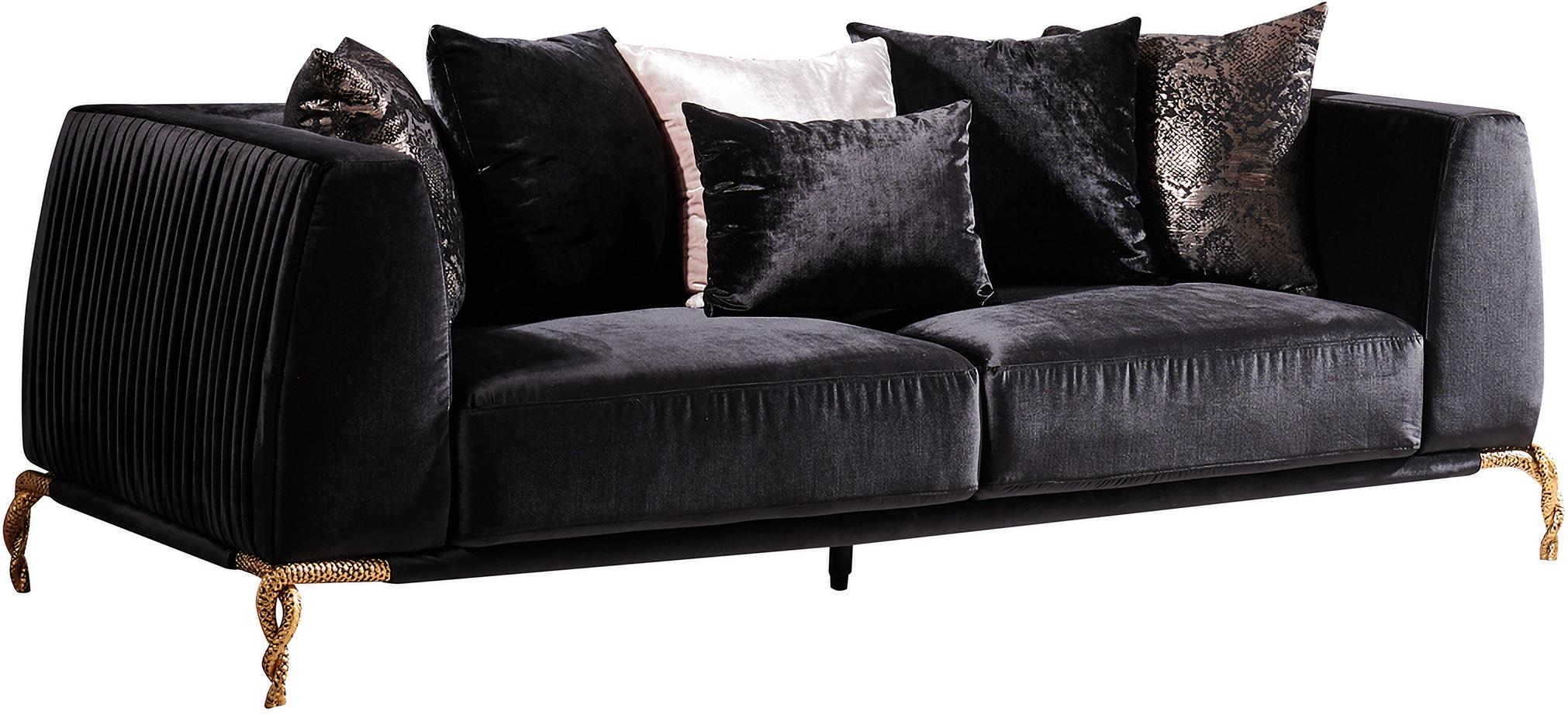 

    
Black Shiny Thick Velvet Sofa Majestic Galaxy Home Modern
