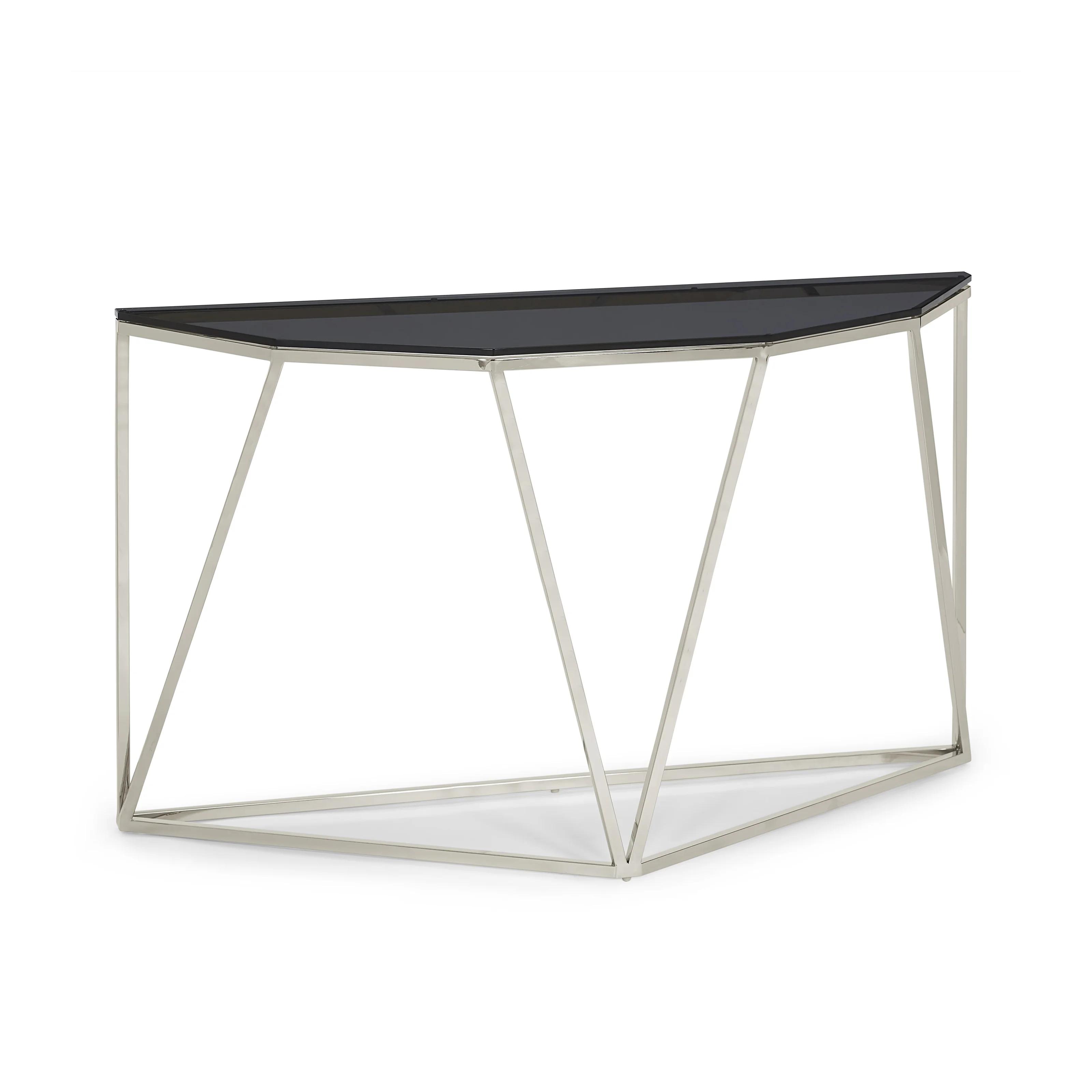

    
Black & Silver Console Table w/ Glass Top by Modus Aria 4VG523
