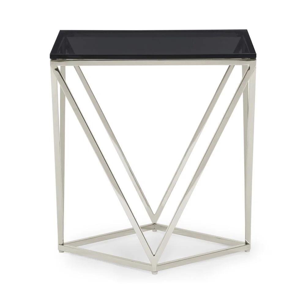 Modern End Table Aria 4VG522 in Silver, Black 