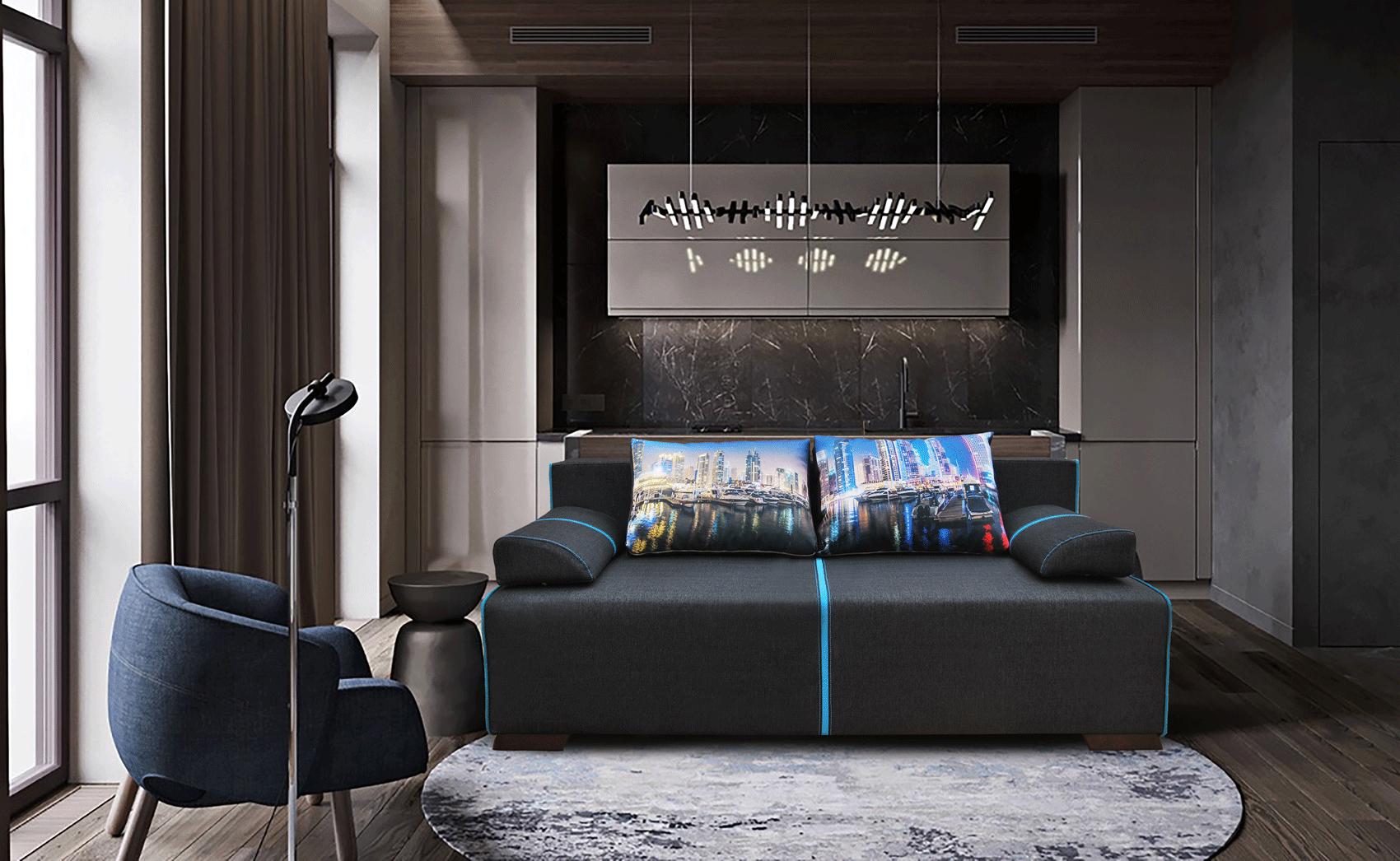 

    
Black Sofa Bed & Storage BROADWAY ESF Modern Contemporary Mikhail Di Oro
