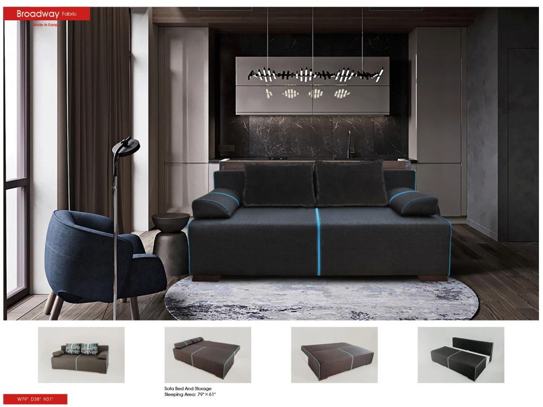 

    
 Shop  Black Sofa Bed & Storage BROADWAY ESF Modern Contemporary Mikhail Di Oro
