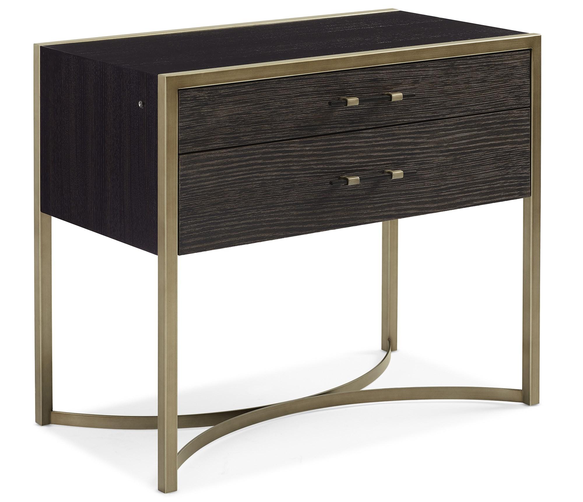 

    
Black Stained Ash & Bronze Gold Metal REMIX LARGE NIGHTSTAND Set 2Pcs by Caracole
