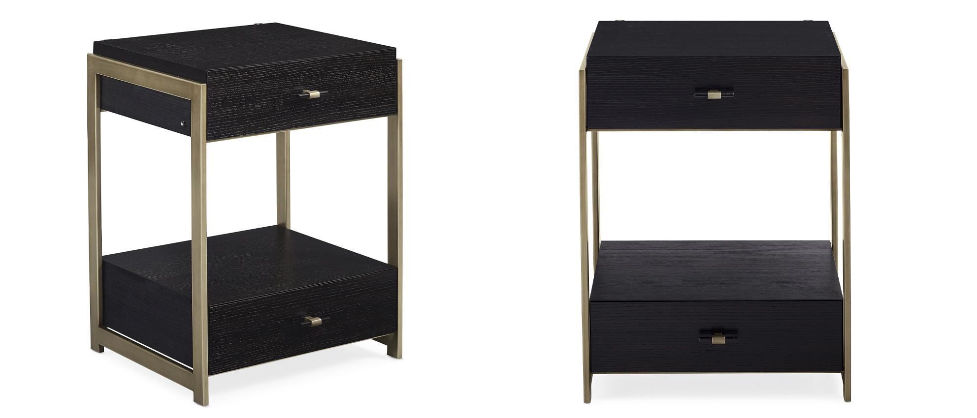 

    
Black Stained Ash & Bronze Gold Metal REMIX NIGHTSTAND Set 2Pcs by Caracole
