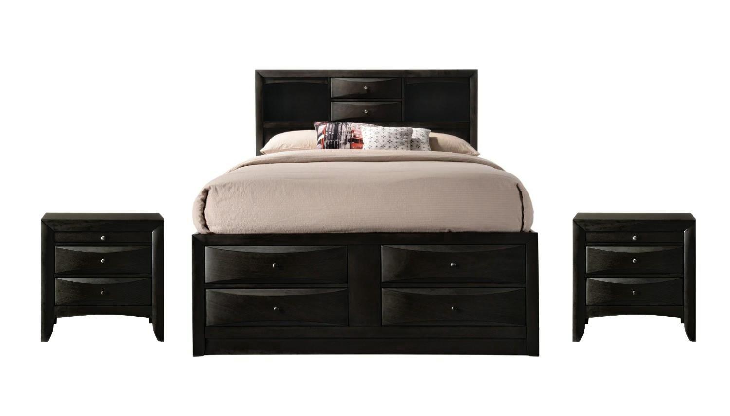 Contemporary, Transitional Storage Bedroom Set Emily B4285-Q-Bed-3pcs in Black 