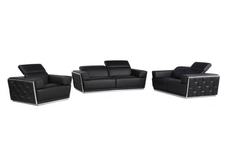 

    
Black Top Grain Genuine Italian Leather Sofa Set 3Pcs Contemporary  1111 Global United
