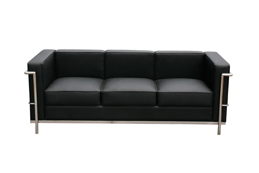 

    
Black Top grain Italian leather Sofa 176551-S-BK J&M Cour Modern
