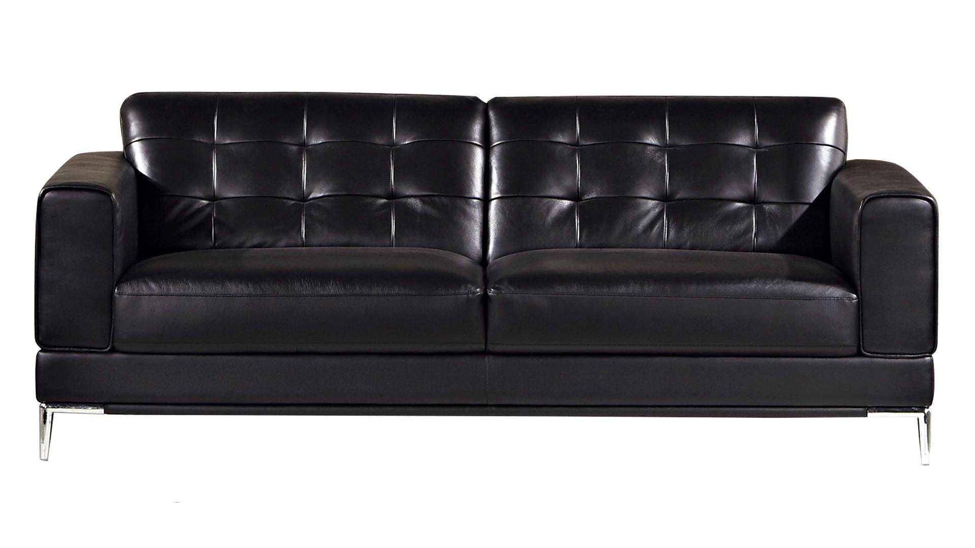 Contemporary, Modern Sofa EK003-BK-SF EK003-BK-SF in Black Italian Leather