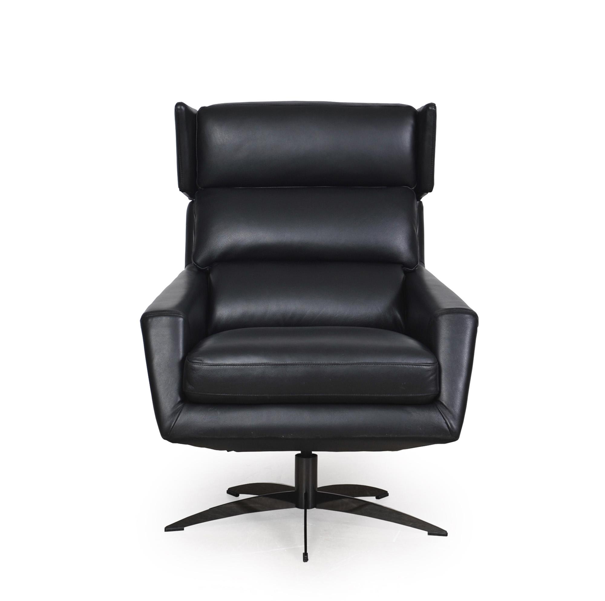 

    
Black Top Grain Leather Swivel Chair Hansen 586 Moroni Modern Contemporary
