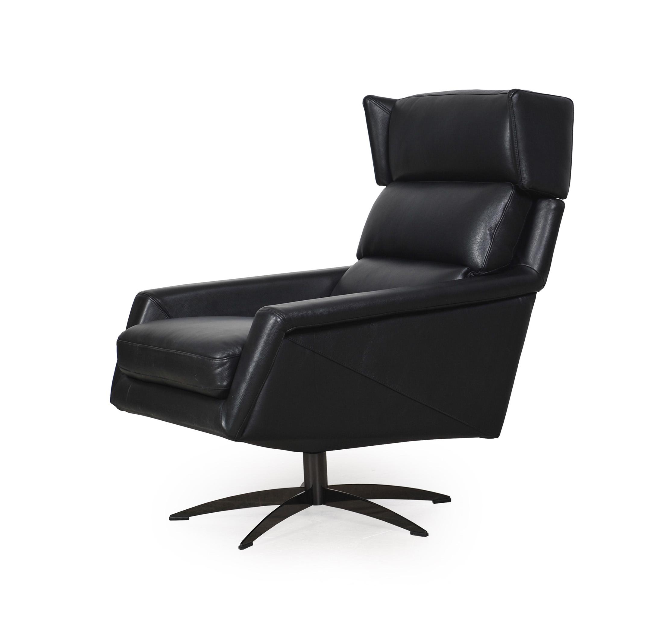 

    
Black Top Grain Leather Swivel Chair & Ottoman Set 2P Hansen 586 Moroni Modern
