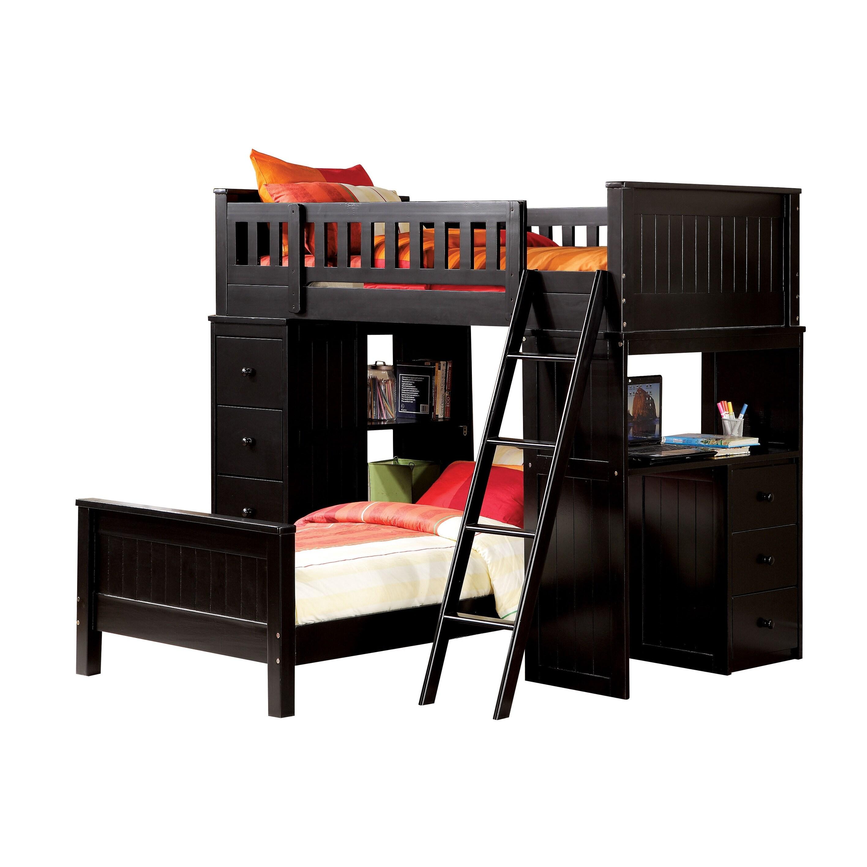 

    
Black Twin Loft Bed w/ Desk & Chest by Acme Willoughby 10980W
