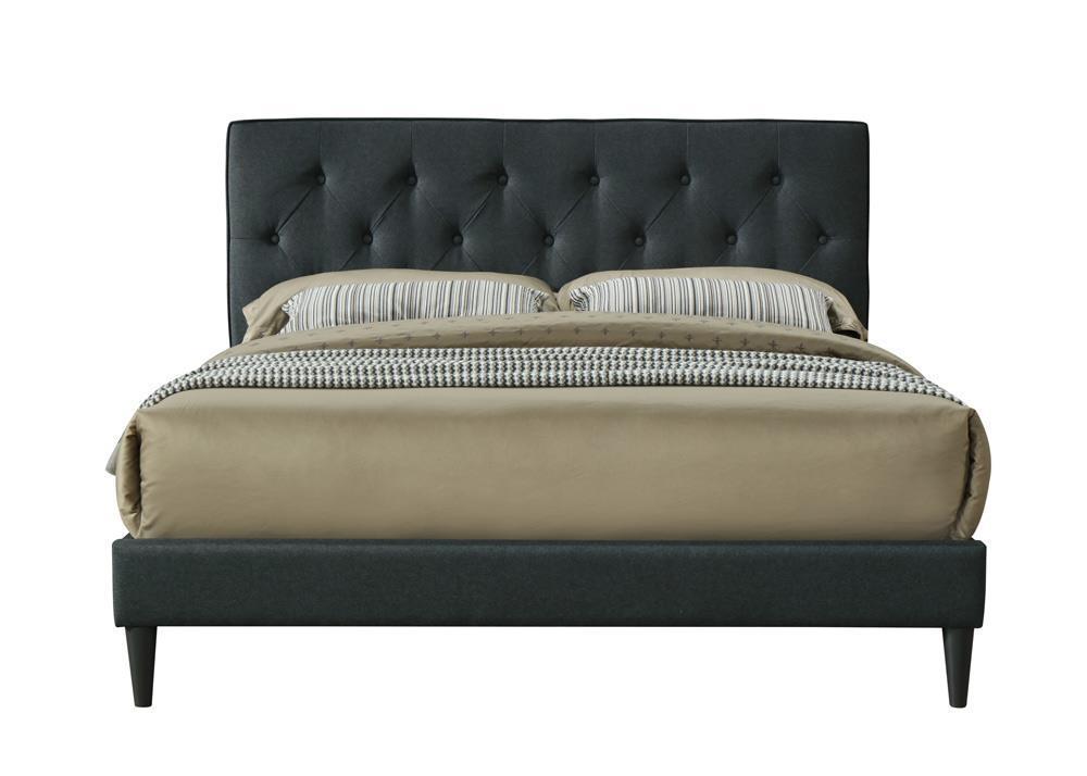 

    
Black Upholstered Panel TWIN Bed w/USB Port PIPER 1136-103 Bernards Modern

