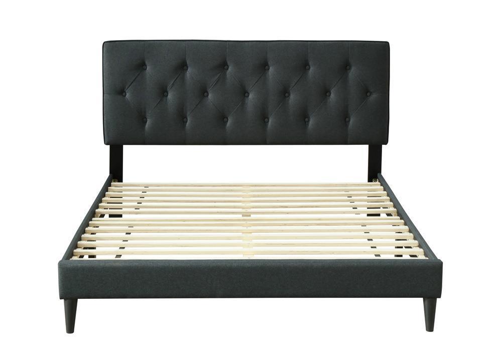 

    
Black Upholstered Panel TWIN Bed w/USB Port PIPER 1136-103 Bernards Modern
