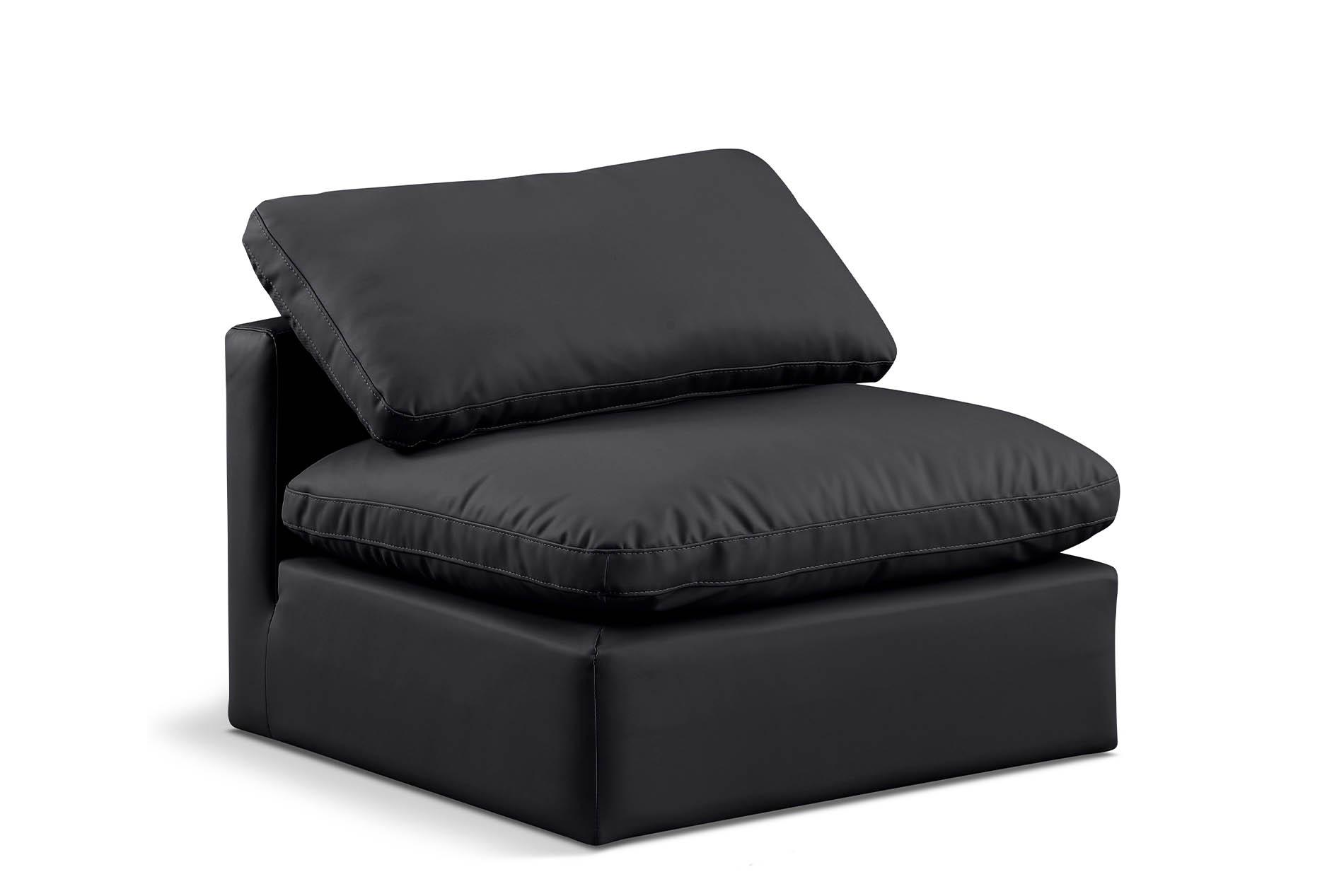 Contemporary, Modern Armless Chair INDULGE 146Black-Armless 146Black-Armless in Black Faux Leather