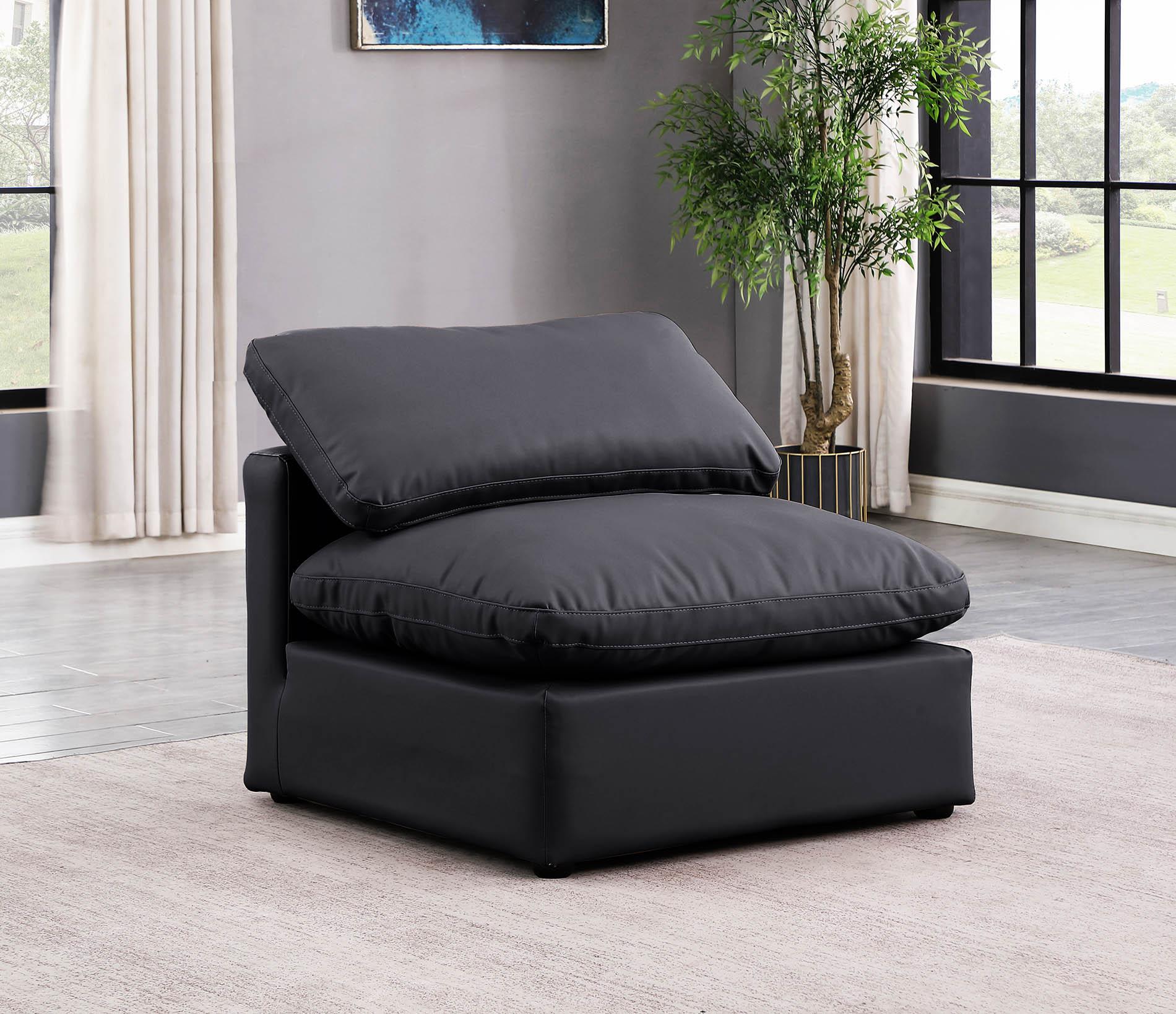 

    
Black Vegan Leather Armless Chair INDULGE 146Black-Armless Meridian Modern
