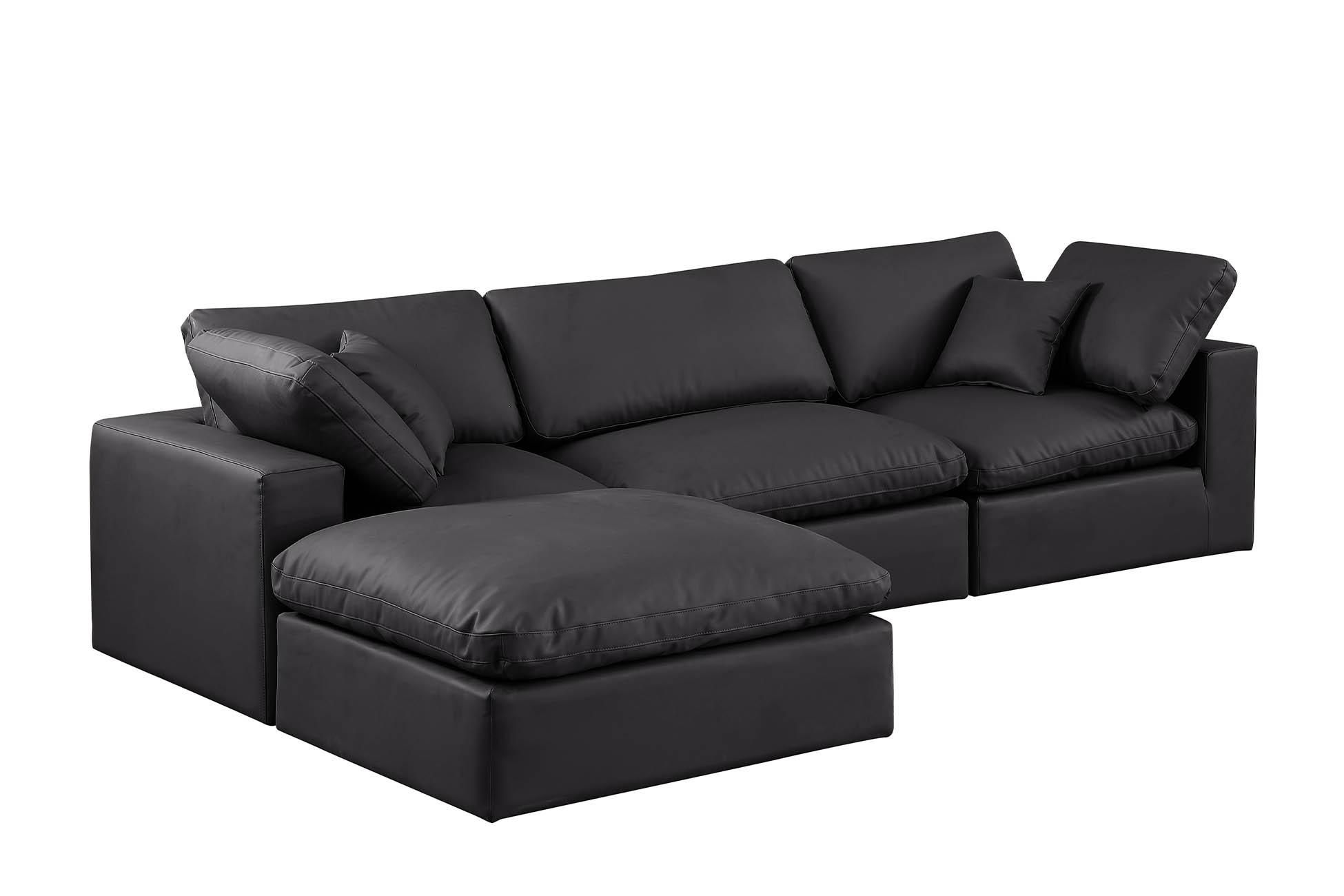 Contemporary, Modern Modular Sectional 188Black-Sec4A 188Black-Sec4A in Black Faux Leather