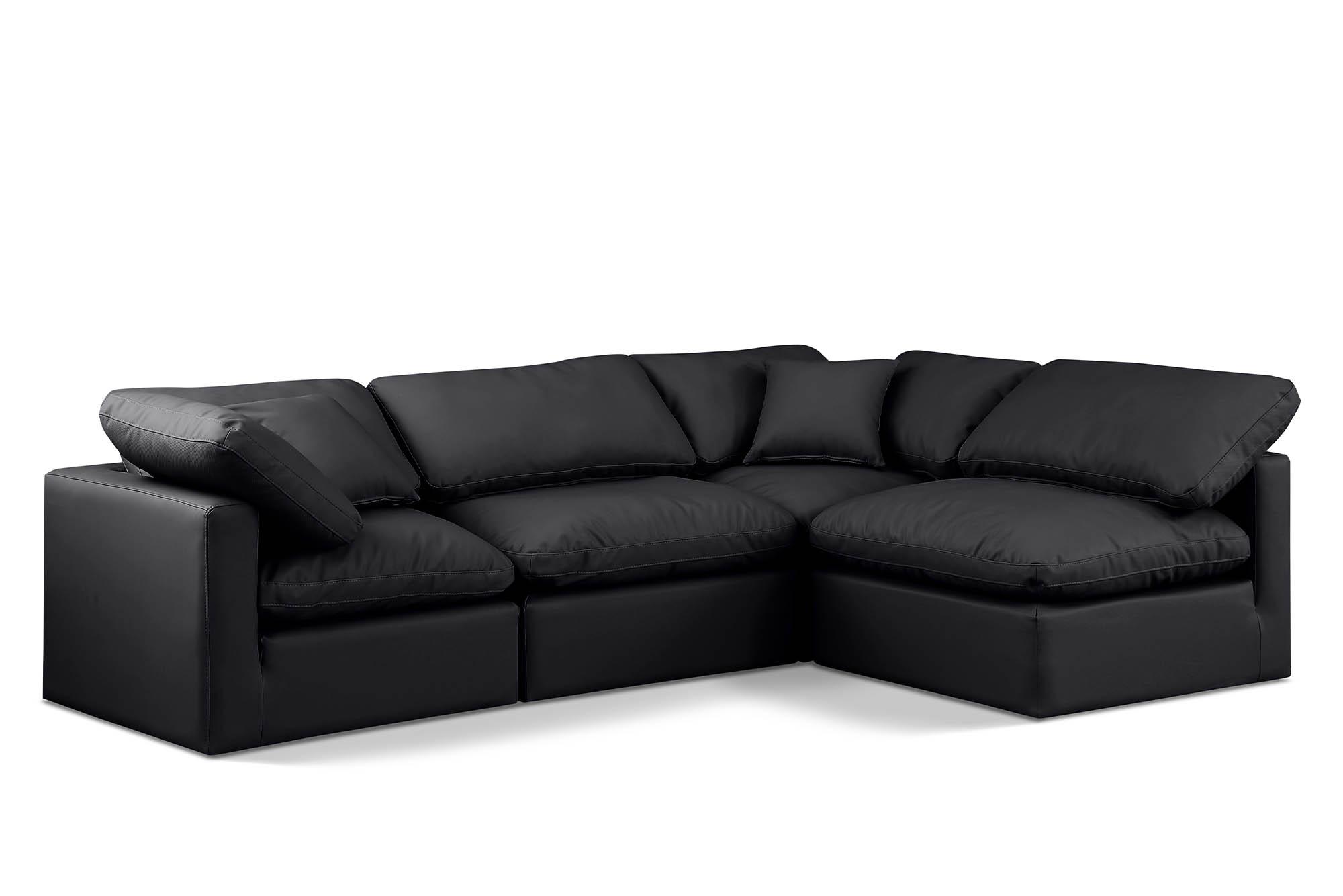 Contemporary, Modern Modular Sectional Sofa INDULGE 146Black-Sec4B 146Black-Sec4B in Black Faux Leather