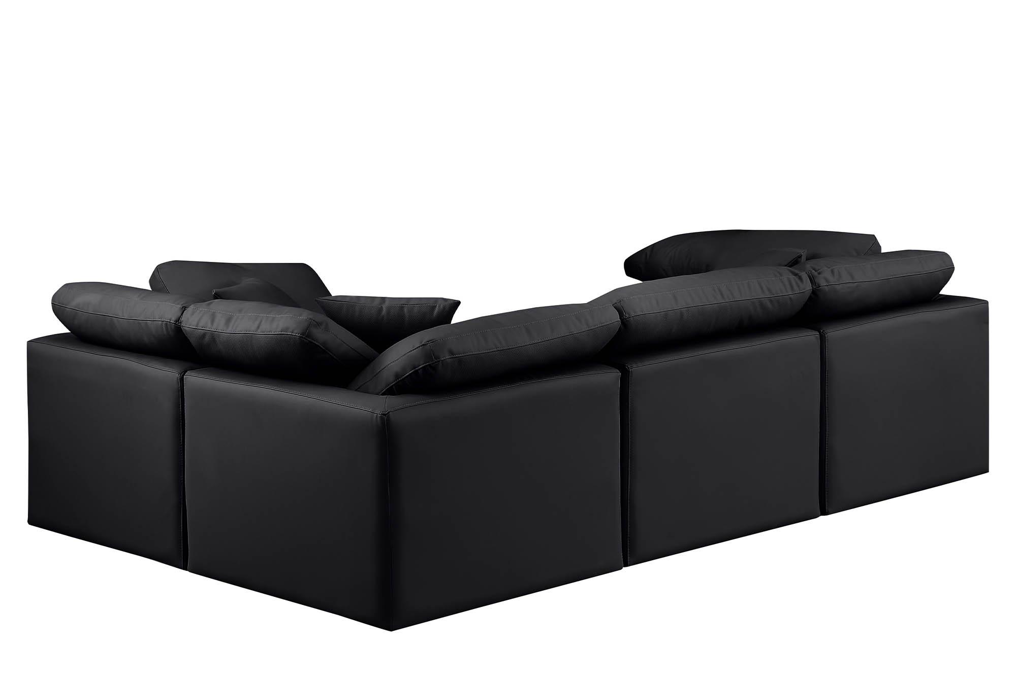 

        
Meridian Furniture INDULGE 146Black-Sec4C Modular Sectional Sofa Black Faux Leather 094308321806
