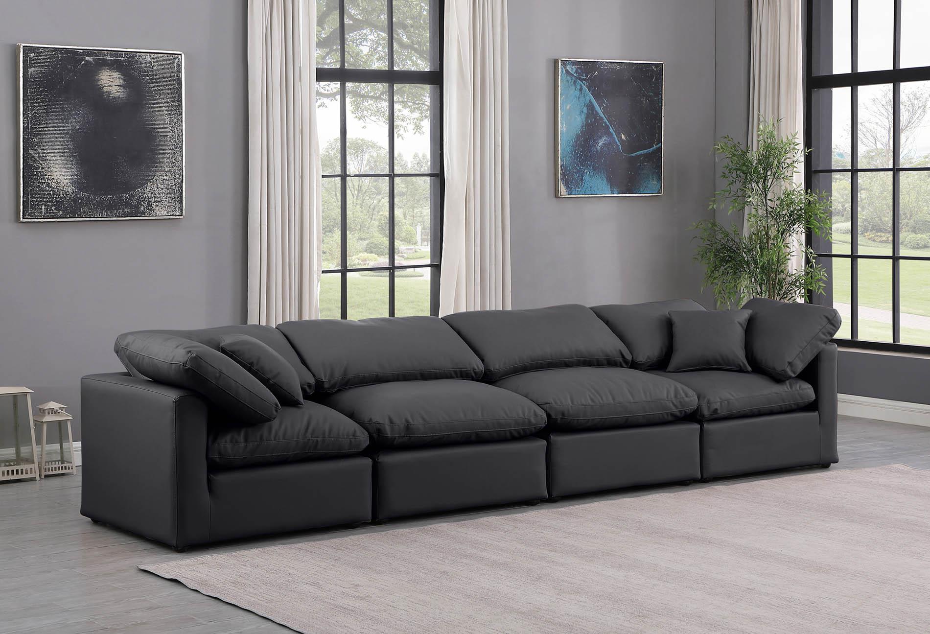 

    
Black Vegan Leather Modular Sofa INDULGE 146Black-S140 Meridian Modern
