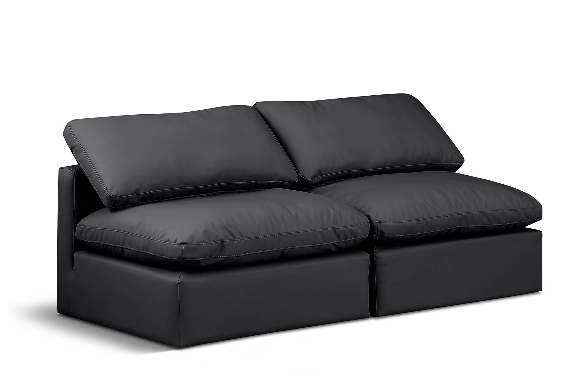 

    
Black Vegan Leather Modular Sofa INDULGE 146Black-S2 Meridian Modern
